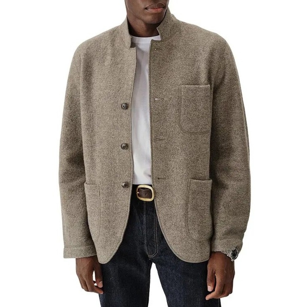 Buck Mason Felted Wool Chore Jacket Men M Heather Stone Merino Heritage Fall
